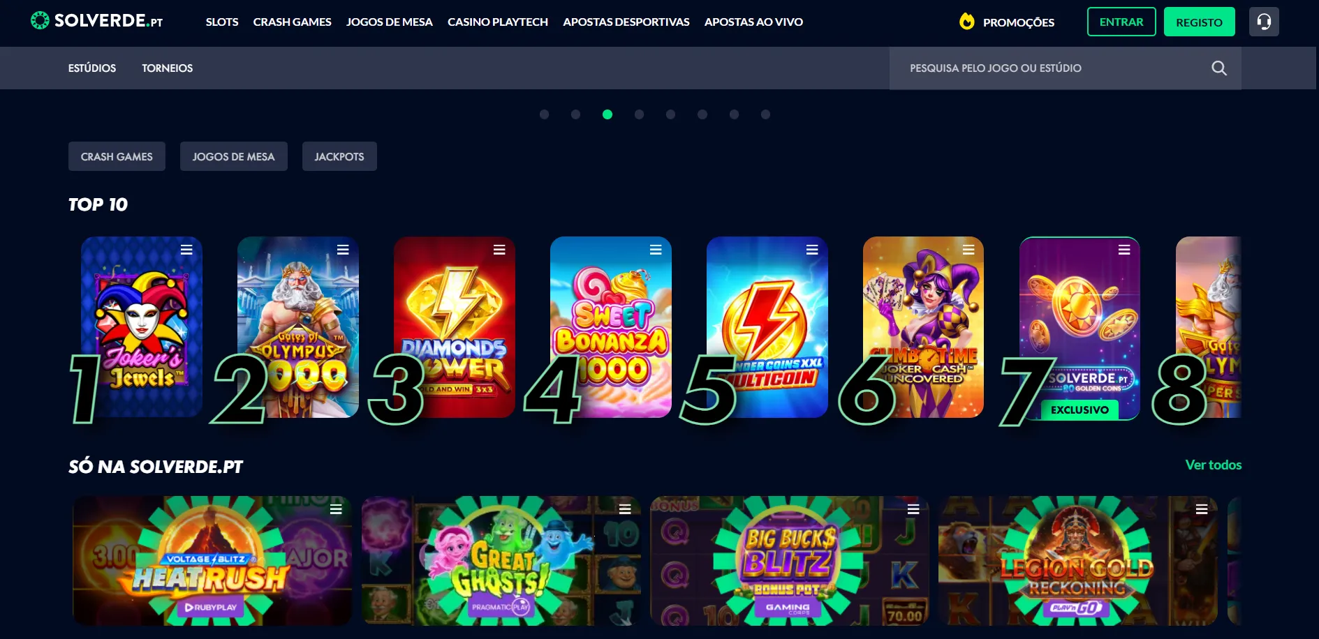 Blackjack, roleta e casino ao vivo